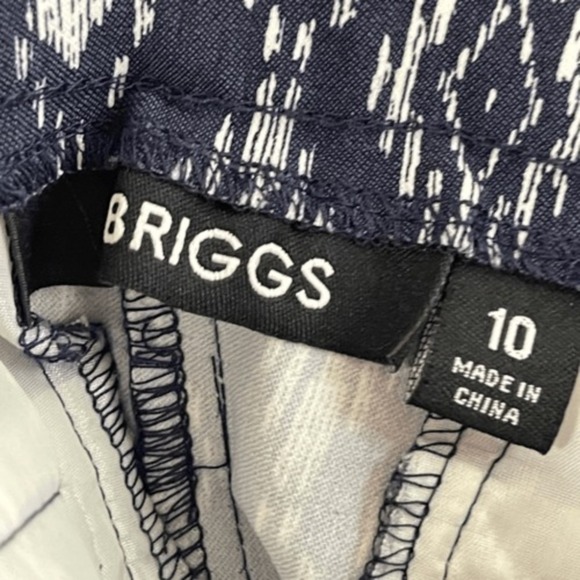 BRIGGS Navy & White Cropped Slim Fit Pants, Size 10 - Picture 5 of 8